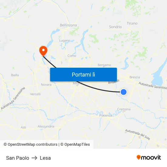 San Paolo to Lesa map