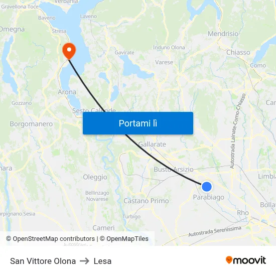 San Vittore Olona to Lesa map