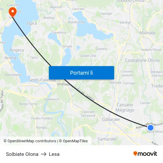 Solbiate Olona to Lesa map