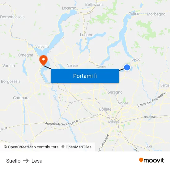 Suello to Lesa map