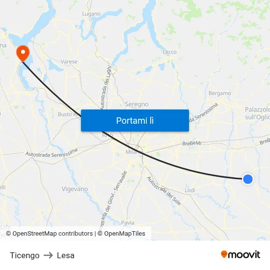 Ticengo to Lesa map