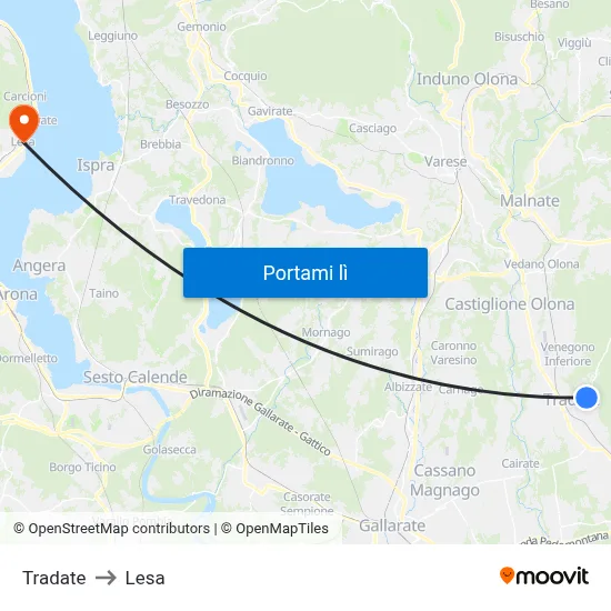 Tradate to Lesa map