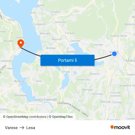 Varese to Lesa map