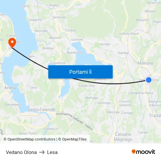 Vedano Olona to Lesa map