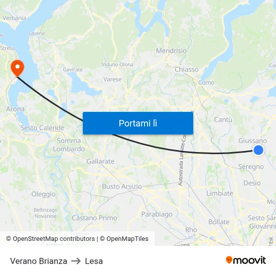 Verano Brianza to Lesa map