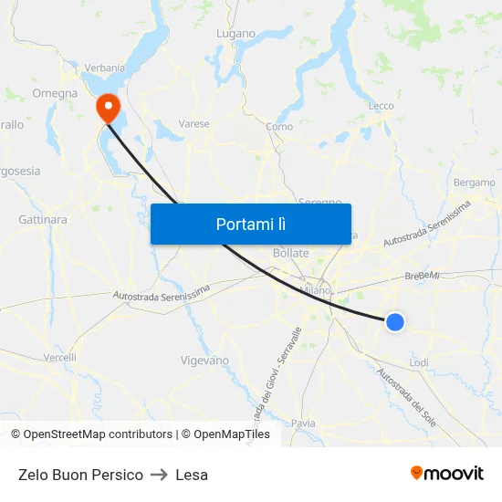 Zelo Buon Persico to Lesa map