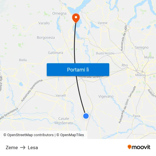 Zeme to Lesa map