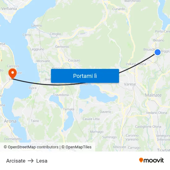 Arcisate to Lesa map