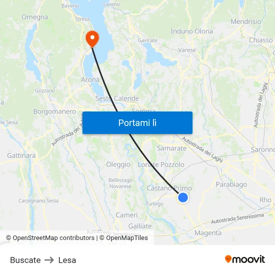 Buscate to Lesa map