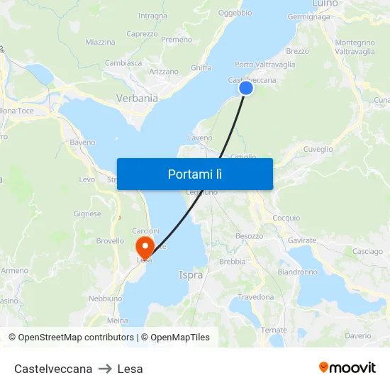 Castelveccana to Lesa map