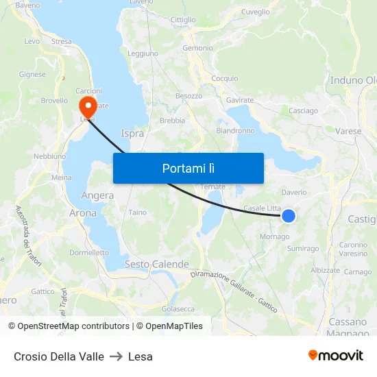 Crosio Della Valle to Lesa map