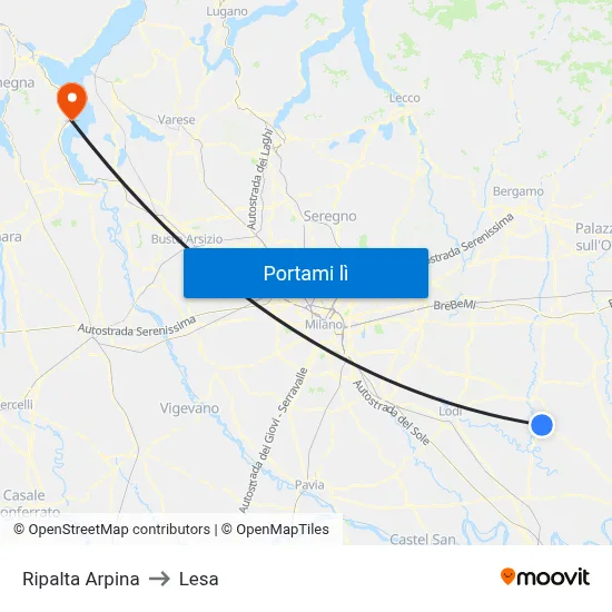Ripalta Arpina to Lesa map