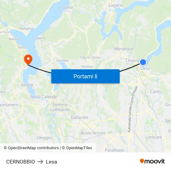 CERNOBBIO to Lesa map