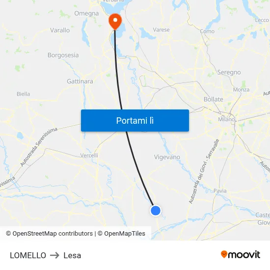 LOMELLO to Lesa map