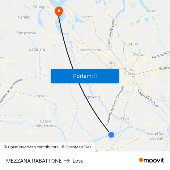 MEZZANA RABATTONE to Lesa map