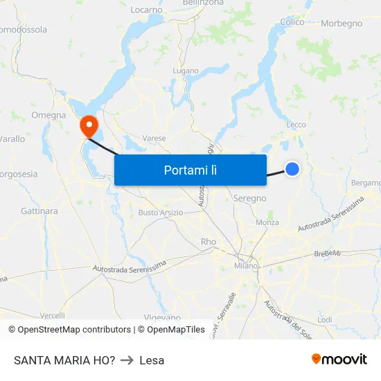 SANTA MARIA HO? to Lesa map