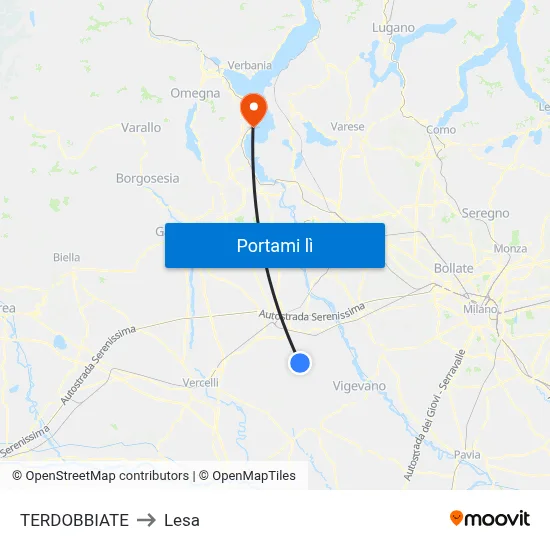 TERDOBBIATE to Lesa map