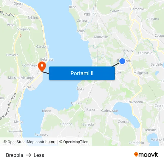 Brebbia to Lesa map