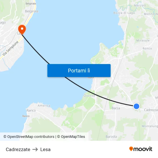 Cadrezzate to Lesa map