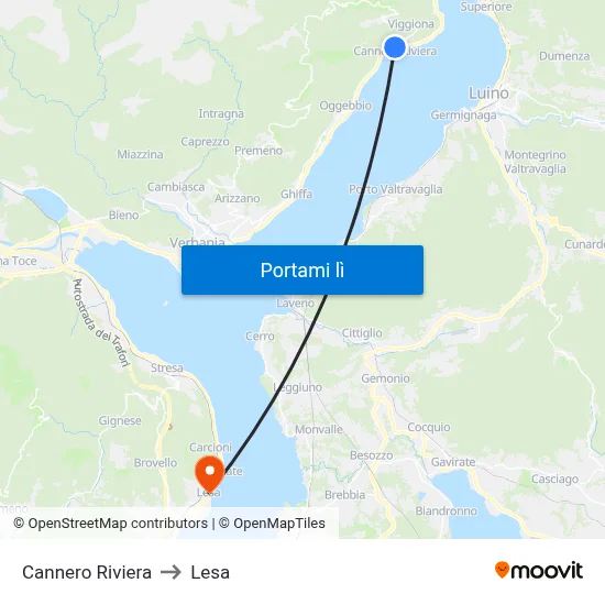 Cannero Riviera to Lesa map