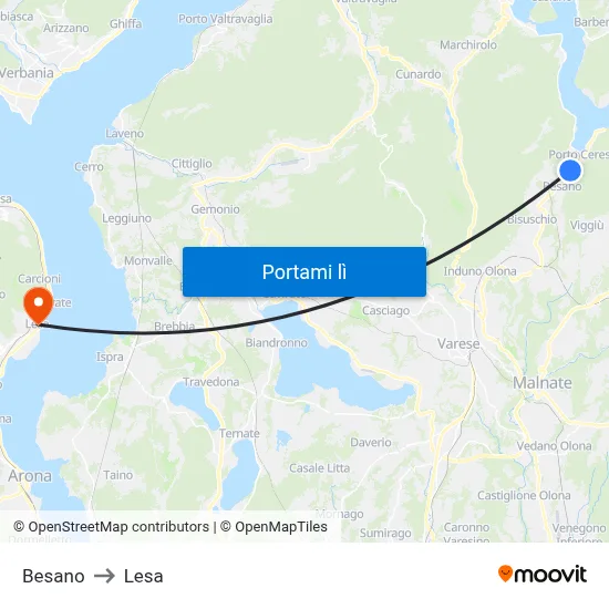 Besano to Lesa map
