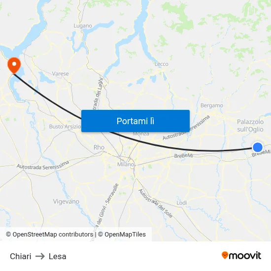 Chiari to Lesa map