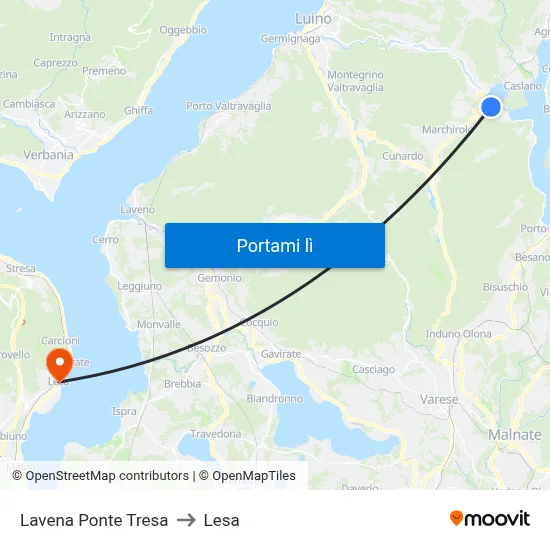 Lavena Ponte Tresa to Lesa map