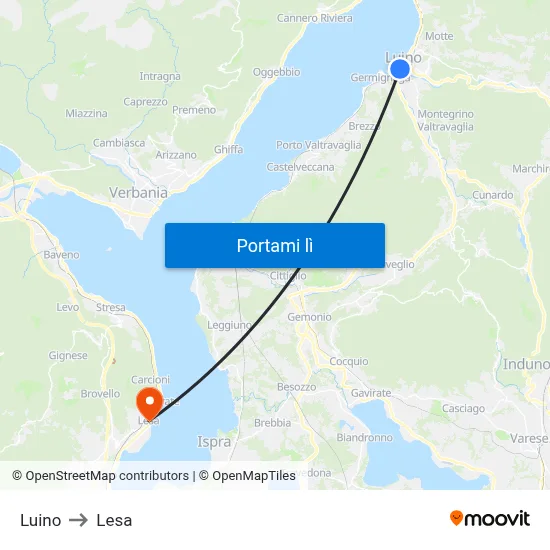 Luino to Lesa map