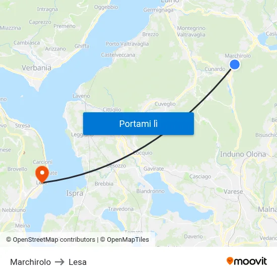 Marchirolo to Lesa map