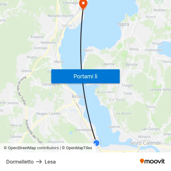 Dormelletto to Lesa map