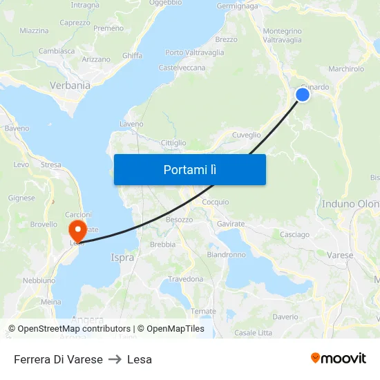 Ferrera Di Varese to Lesa map