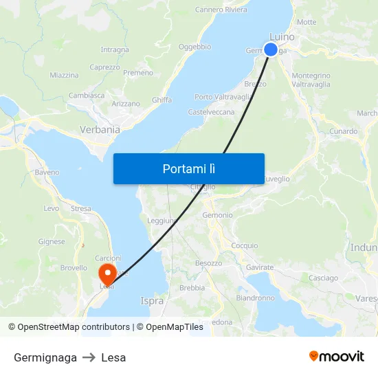 Germignaga to Lesa map
