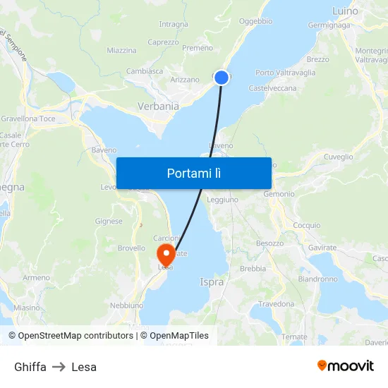 Ghiffa to Lesa map