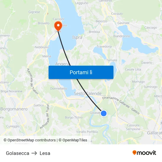 Golasecca to Lesa map