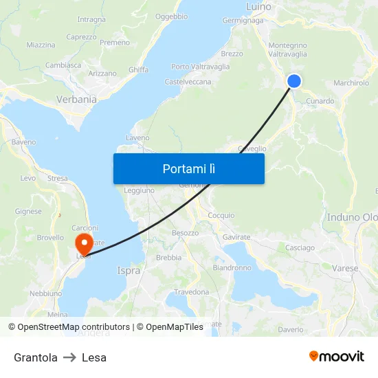 Grantola to Lesa map