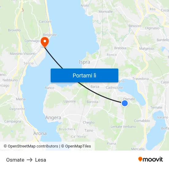 Osmate to Lesa map