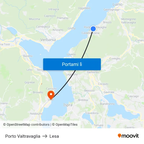 Porto Valtravaglia to Lesa map