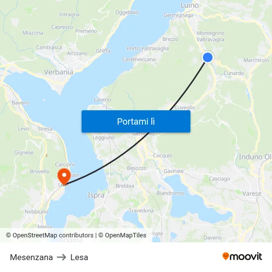 Mesenzana to Lesa map