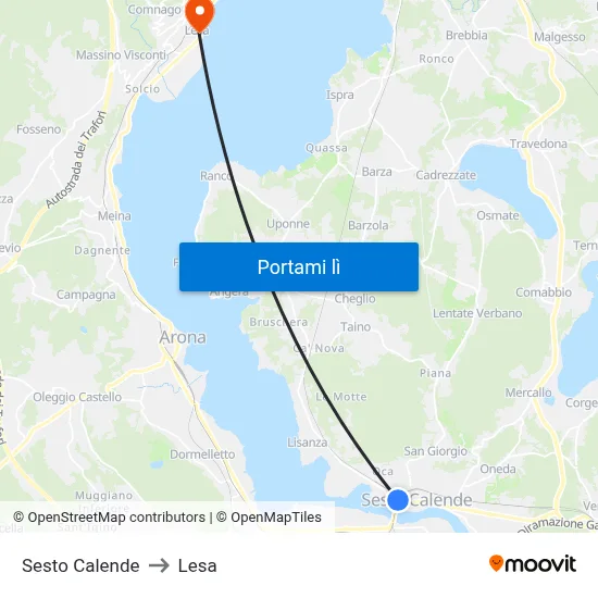 Sesto Calende to Lesa map