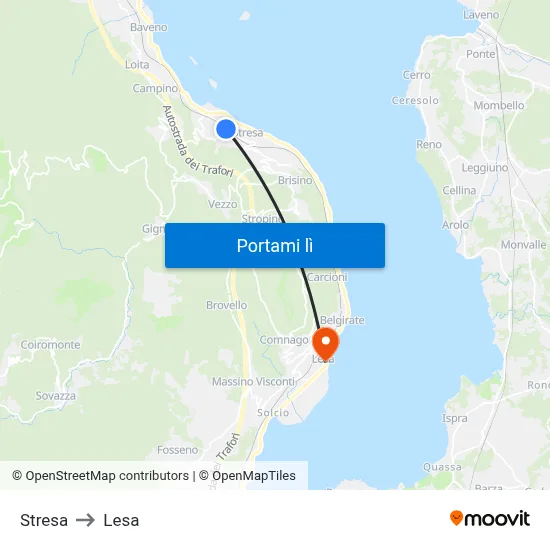 Stresa to Lesa map