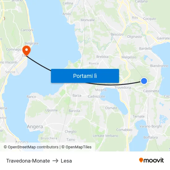Travedona-Monate to Lesa map