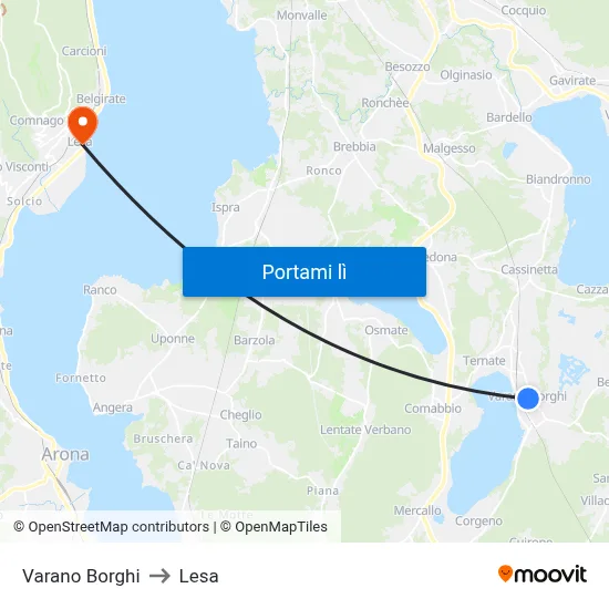 Varano Borghi to Lesa map