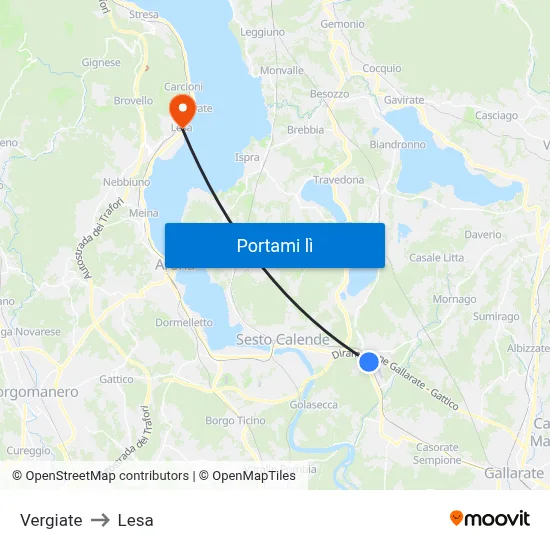 Vergiate to Lesa map