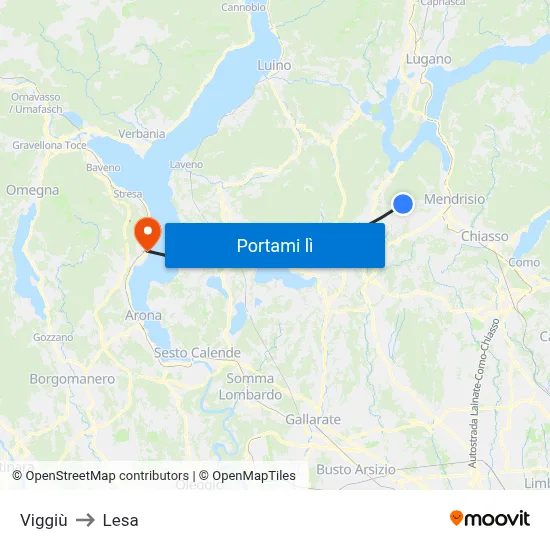 Viggiù to Lesa map