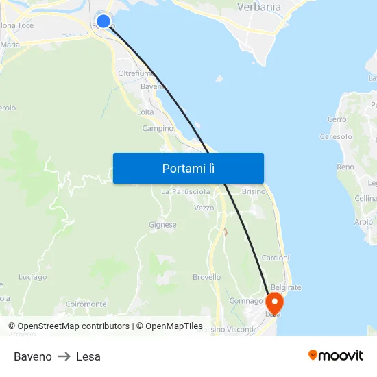 Baveno to Lesa map