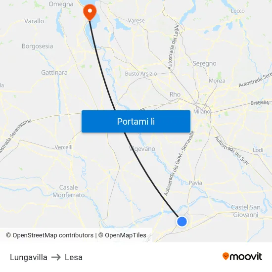 Lungavilla to Lesa map