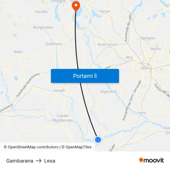 Gambarana to Lesa map