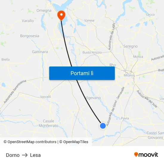 Dorno to Lesa map
