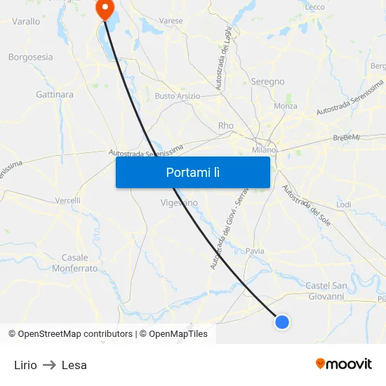 Lirio to Lesa map