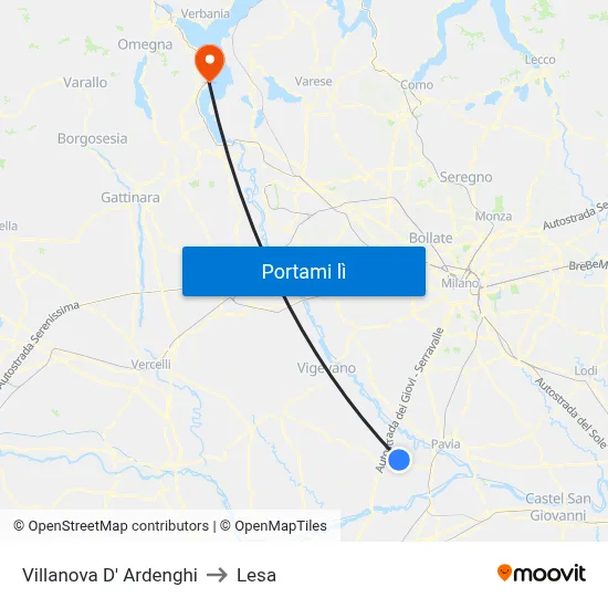Villanova D' Ardenghi to Lesa map